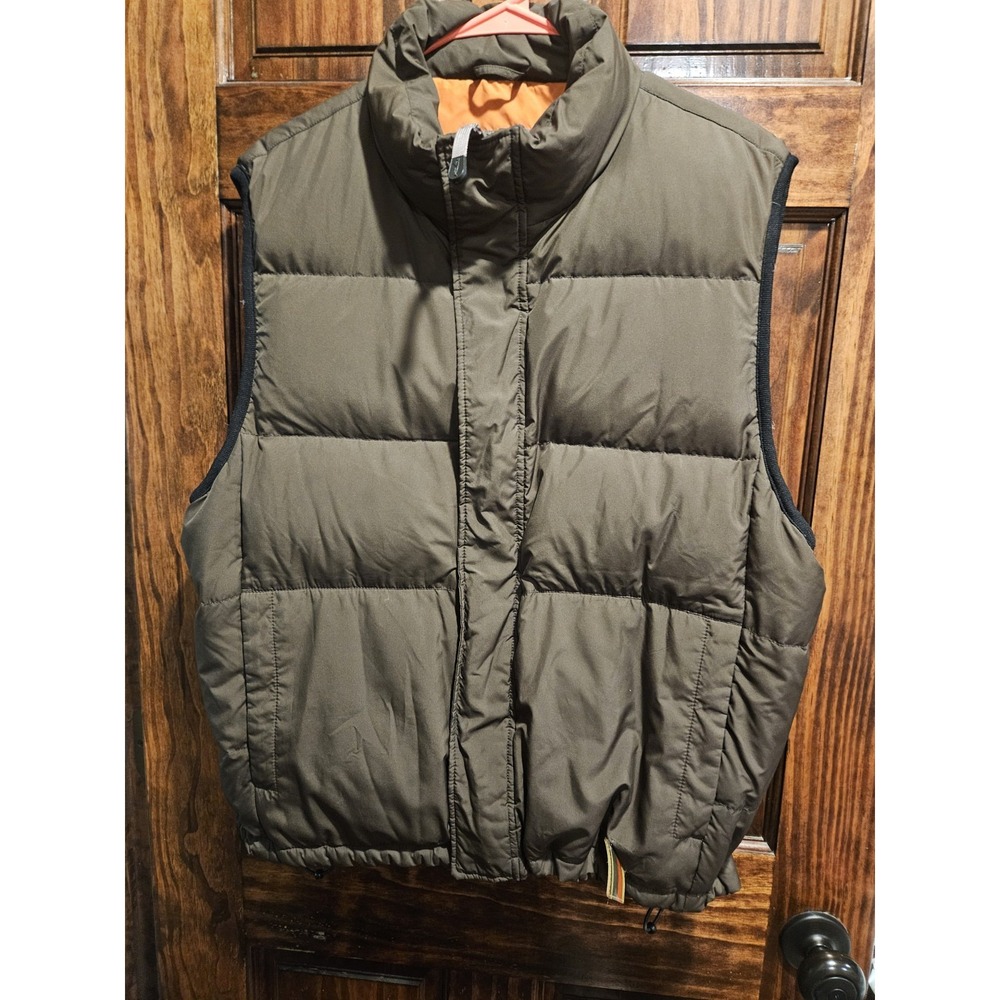 Eddie Bauer WeatherEdge Goose Down Puffer Vest Brown Orange Mens Large